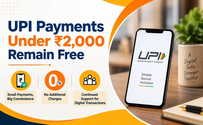 UPI Payments Under ₹2,000 Remain Free UPI Payments Under ₹2,000 Remain Free